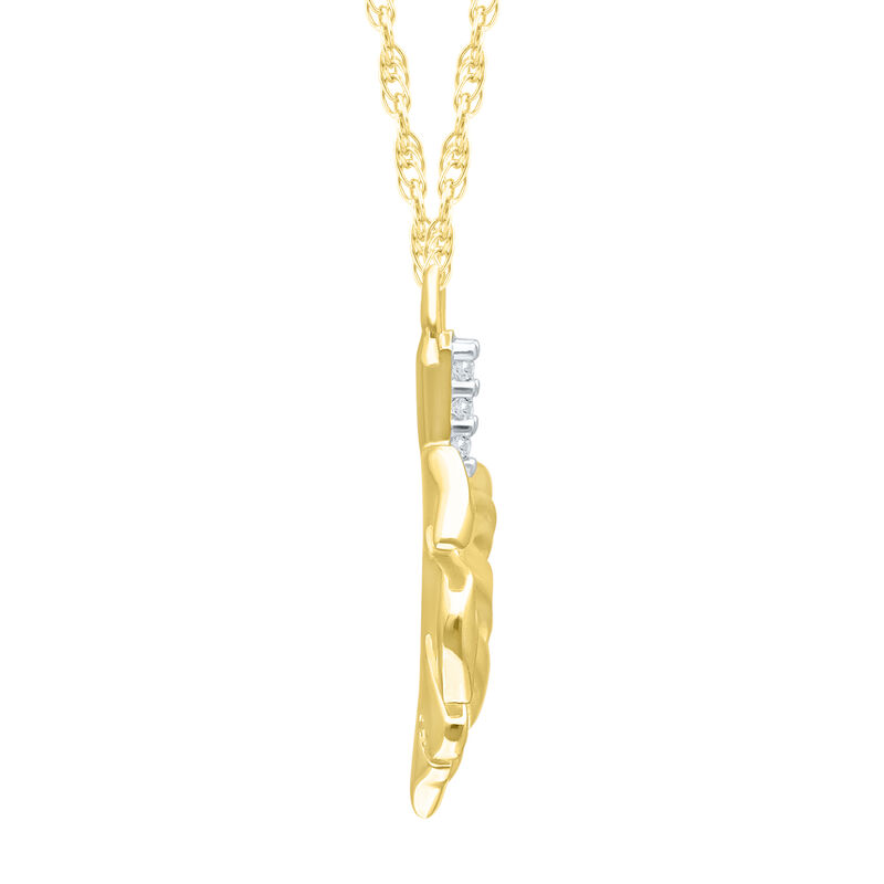 Diamond Accent Monstera Leaf Necklace in 10K Yellow Gold