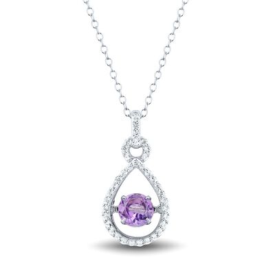 The Beat of Your Heart® Amethyst & Lab Created White Sapphire Pendant in Sterling Silver