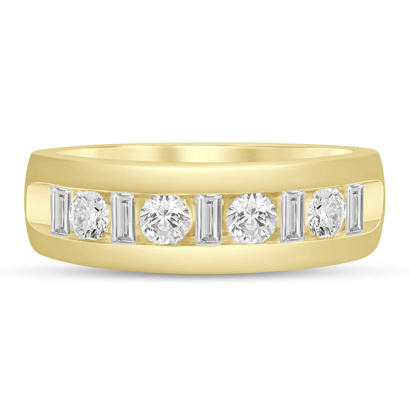 Men&#39;s Channel-Set Baguette and Round Diamond Band in 10K Gold &#40;1 ct. tw.&#41;
