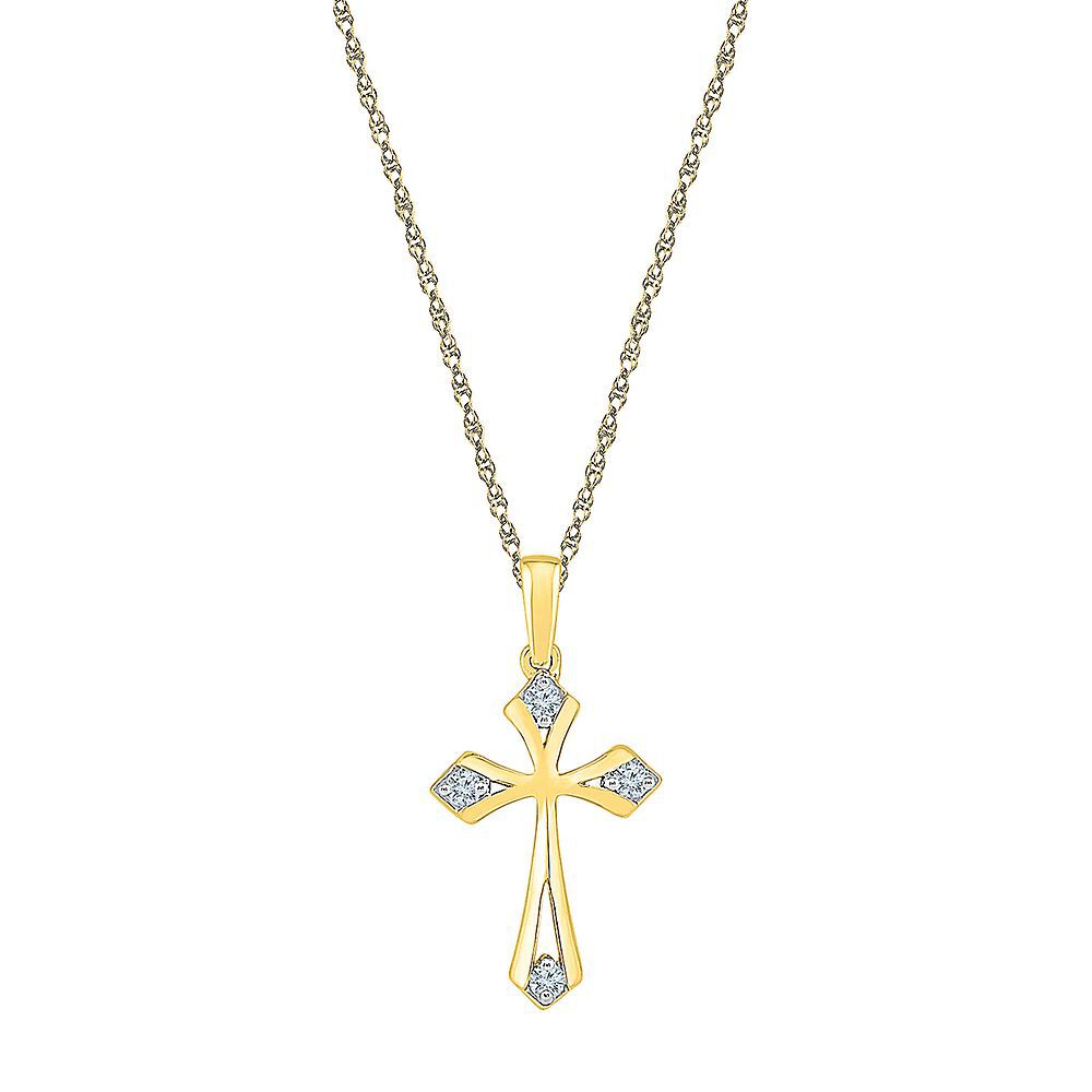 Womens Diamond Cross Pendant in 14K White Gold (1/8 ct. tw.) | Helzberg  Signature Necklaces & Pendants — Burbujas Magicas