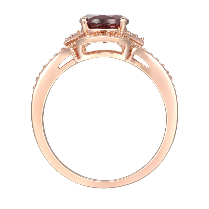 Garnet &amp; 1/4 ct. tw. Diamond Ring in 10K Rose Gold