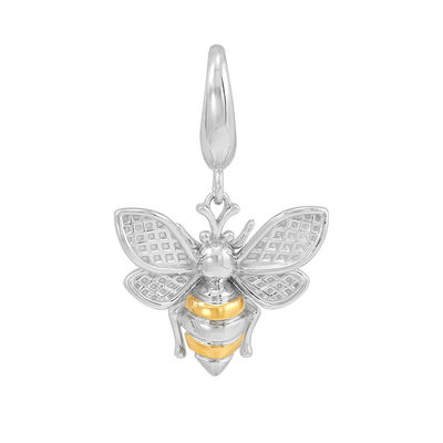 Bee Charm with 14K Yellow Gold Plating in Sterling Silver