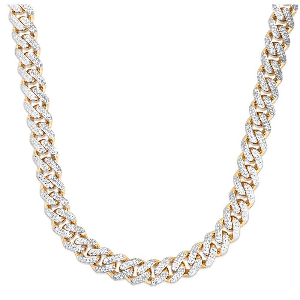 Diamond Heart Cuban Link Necklace 14K Gold