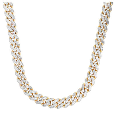 Diamond-Cut Cuban Link Chain in 14K Yellow & White Gold, 24”