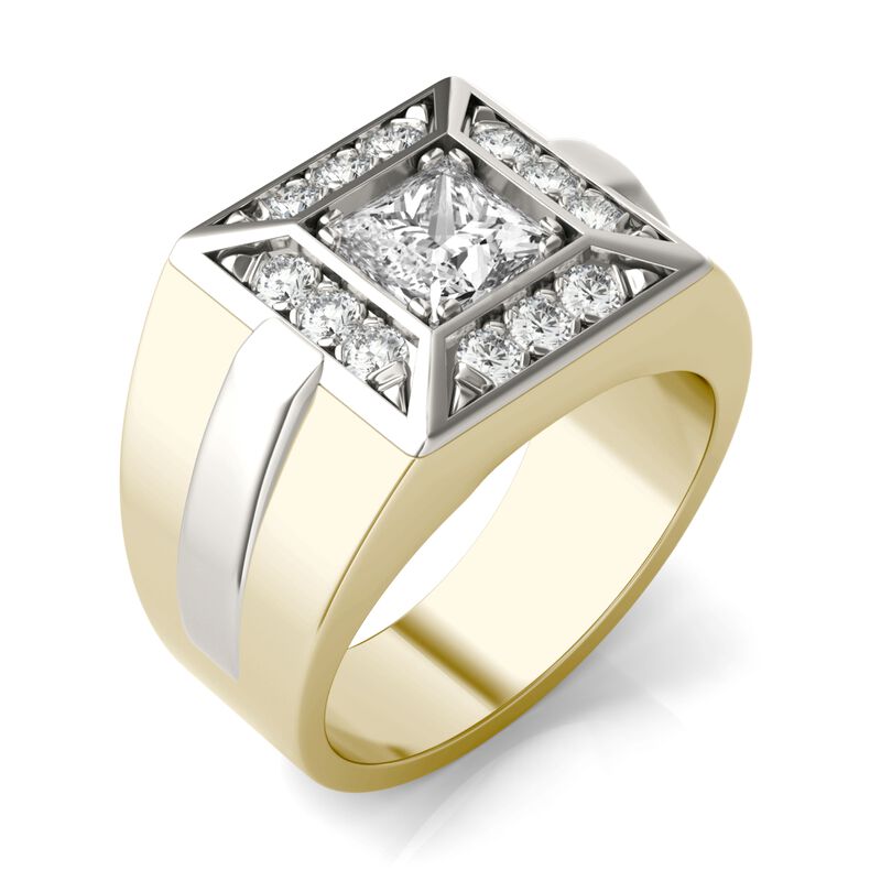 Men&#39;s Lab Grown Diamond Ring in 14K Yellow Gold and 14K White Gold &#40;1 3/8 ct. tw.&#41;