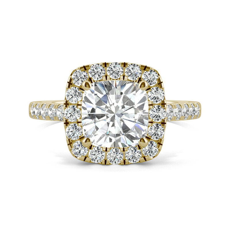 Moissanite Cushion-Cut Halo Ring in 14K Yellow Gold &#40;2 5/8 ct. tw.&#41;