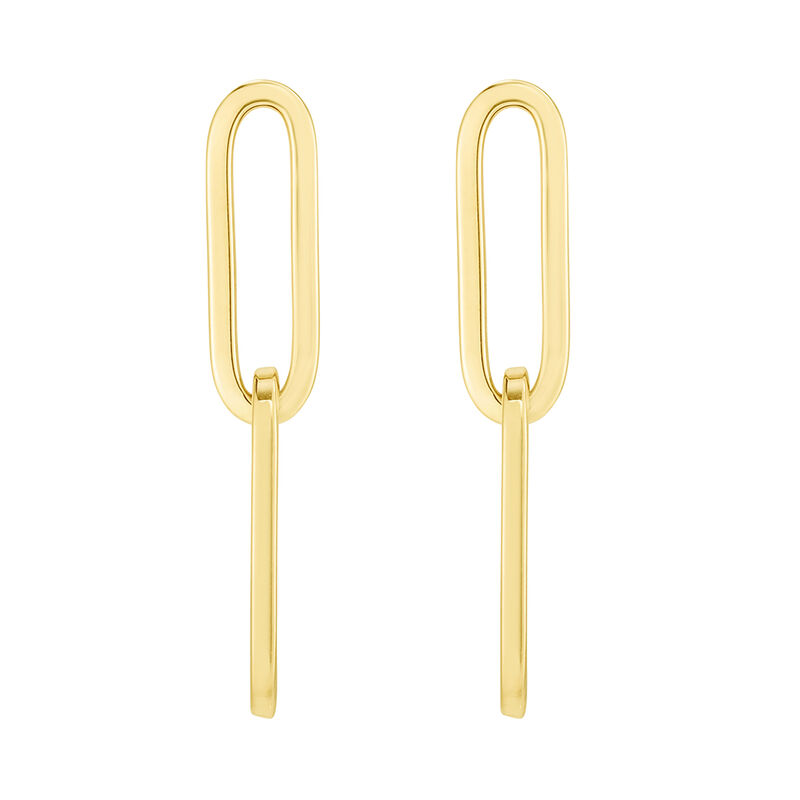 Dangle Paperclip Earrings in 14K Yellow Gold