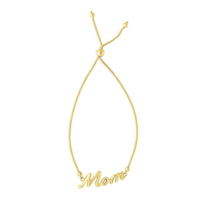 &quot;Mom&quot; Bolo Bracelet in 14K Yellow Gold