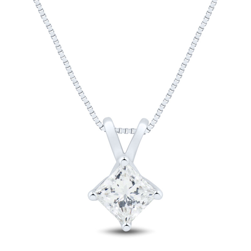 Lab Grown Diamond Princess-Cut Solitaire Pendant In 14K Gold