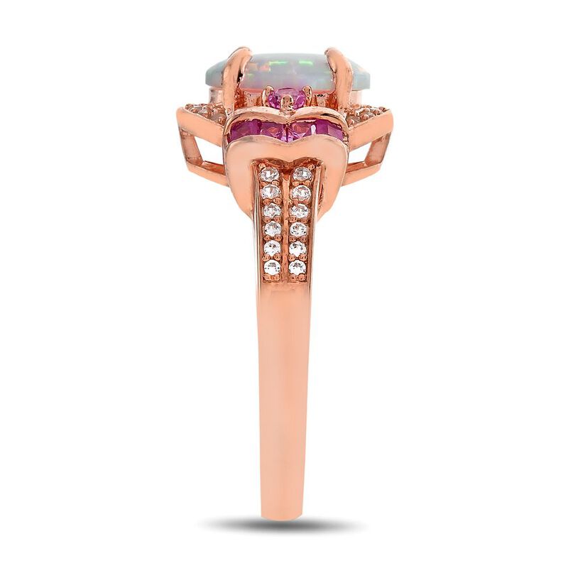 Opal, Ruby &amp; 1/5 ct. tw. Diamond Ring in 10K Rose Gold