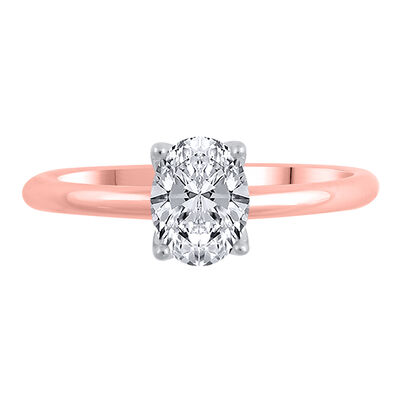 Lab Grown Diamond Solitaire Oval Engagement Ring in 14K Rose Gold (1 1/2 ct.)