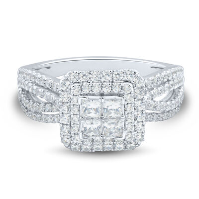 Princess-cut Diamond Composite Engagement Ring in 10K White Gold (1 ct. tw.) 