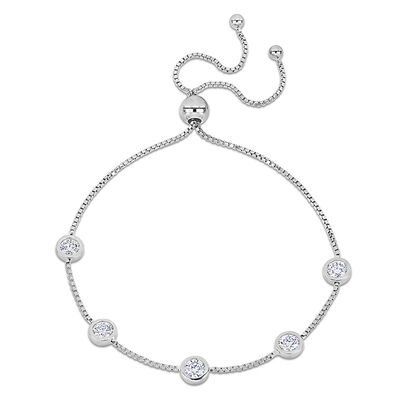 Station Bolo Bracelet with Moissanite in Sterling Silver (1 1/4 ct. tw.)