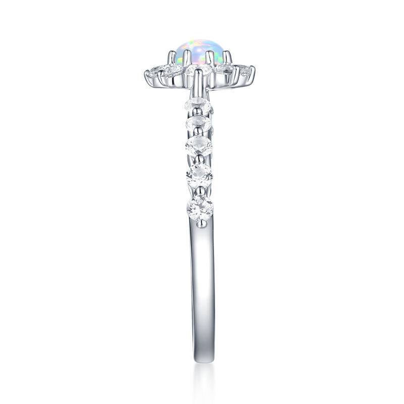 Lab Created Opal &amp; White Sapphire Stack Ring in Sterling Silver