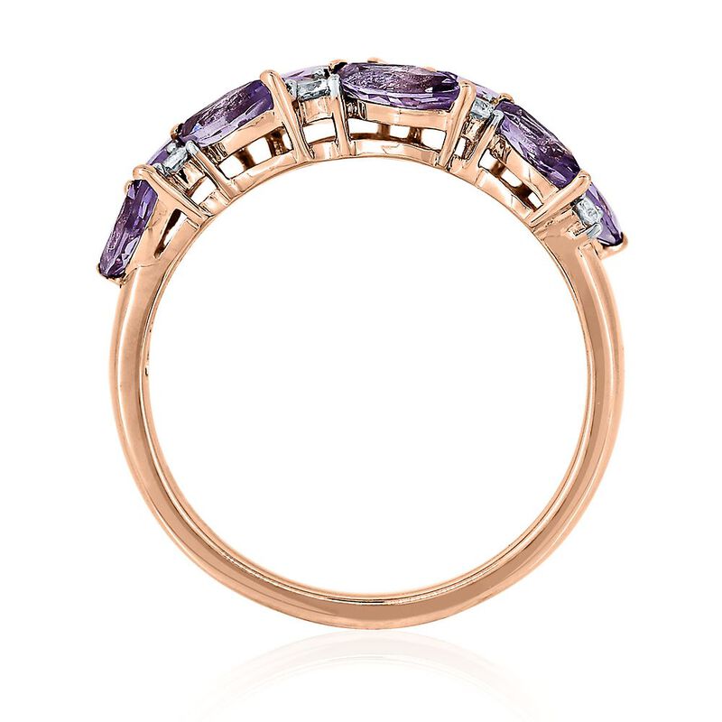 Rose de France Amethyst &amp; White Sapphire Ring in 10K Rose Gold