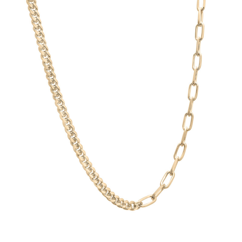 Curb and Paperclip Chain Necklace in Vermeil, 18&quot;