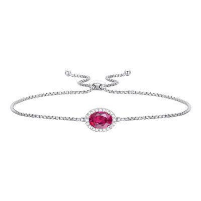 Lab Created Ruby Bolo Bracelet in Sterling Silver 