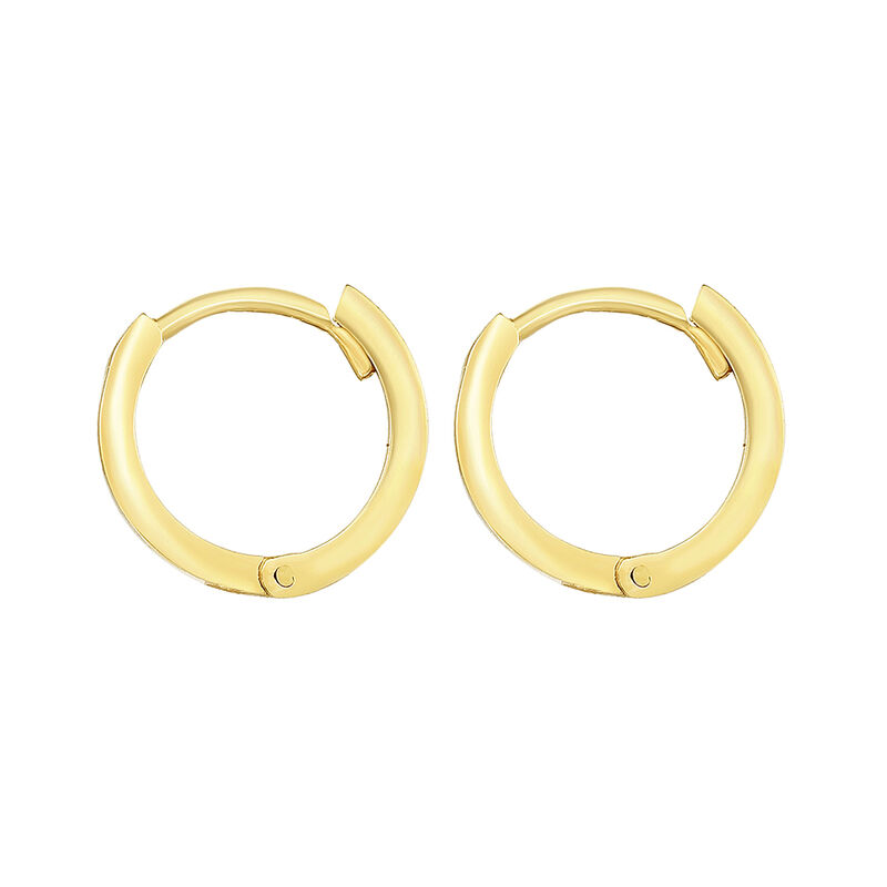 Huggie Hoop Earrings with Rounded Edges in 14K Yellow Gold 
