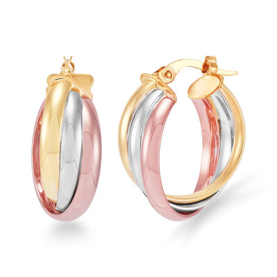 Hoop Earrings in 14K Yellow, White and Rose Gold
