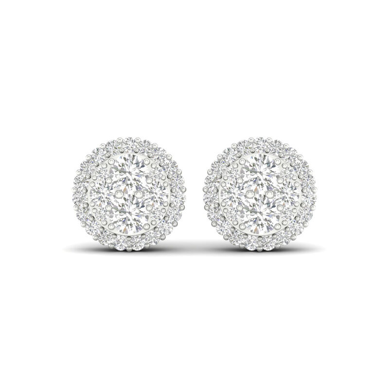 Lab Grown Diamond Halo Earrings in 14K White Gold &#40;3/4 ct. tw.&#41;