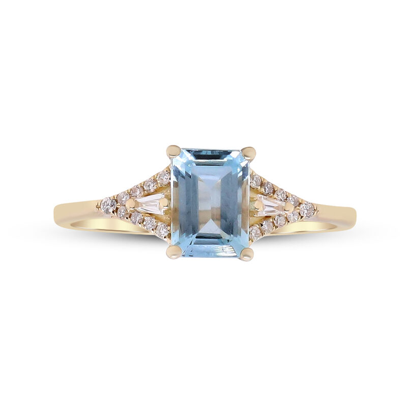 Aquamarine and Diamond Accent Ring in 10K Yellow Gold