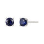 Blue Sapphire Stud Earrings with Four Prongs in 14K White Gold