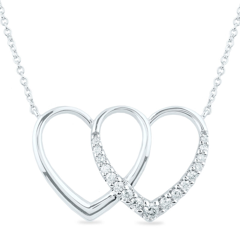 Diamond Double-Heart Pendant in 10K White Gold &#40;1/5 ct. tw.&#41;