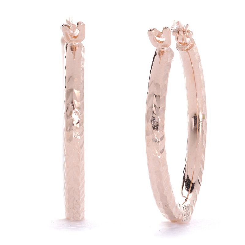 Diamond Cut Hoop Earrings in 14K Rose Gold