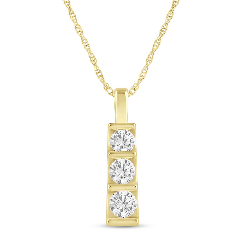 Lab Grown Diamond Three-Stone Pendant in 14K Gold &#40;1 ct. tw.&#41;
