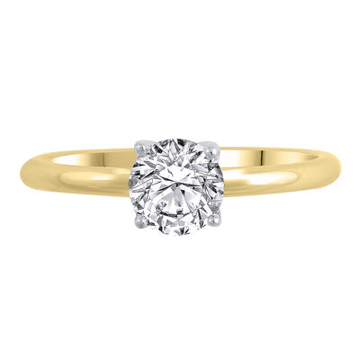 Lab Grown Diamond Solitaire Round Engagement Ring in 14k Yellow Gold (1 ct.)