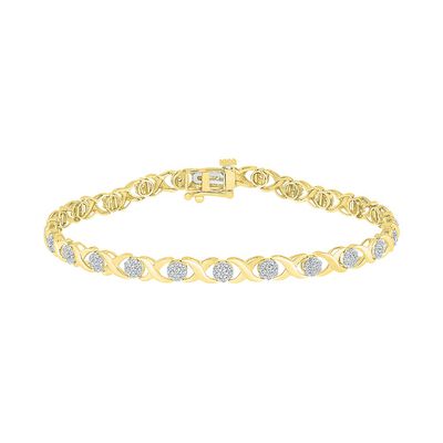 “XO” Diamond Cluster Bracelet in 10K Yellow Gold (1 ct. tw.)