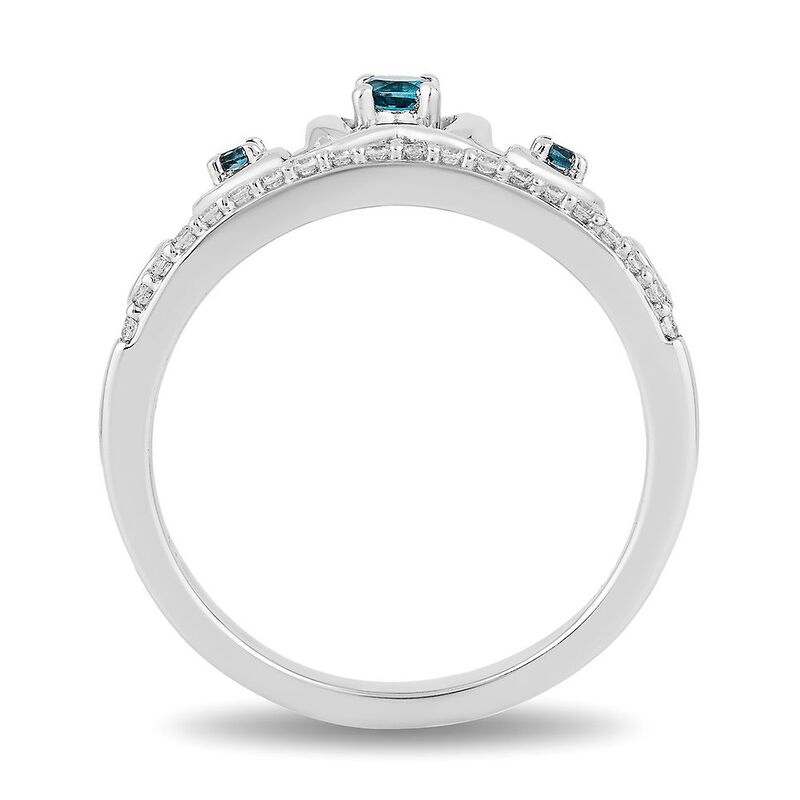 Enchanted Disney Cinderella Blue Topaz &amp; 1/8 ct. tw. Diamond Tiara Ring in Sterling Silver
