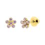 Children&#39;s Pink Cubic Zirconia Flower Stud Earrings in 14K Yellow Gold