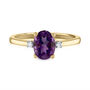 Oval Amethyst &amp; Diamond Accent Ring in 14K Yellow Gold