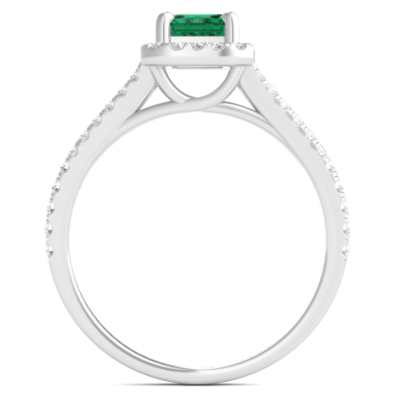 Lab-Created Emerald Ring with Lab-Created White Sapphires in Sterling Silver