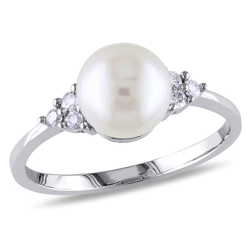 Bridge Collection 8.5-9.0 mm Akoya Pearl and Diamond Ring 14K White Gold / 4.5 by Pearl Paradise