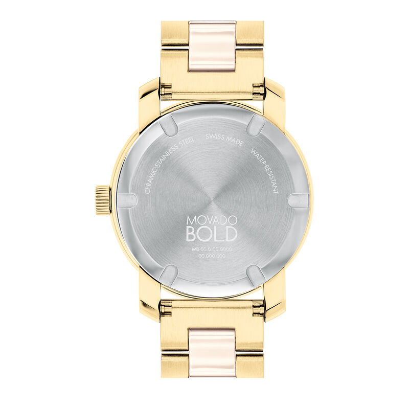 Ladies&rsquo; Ceramic Dress Watch in Gold Ion-Plated Stainless Steel