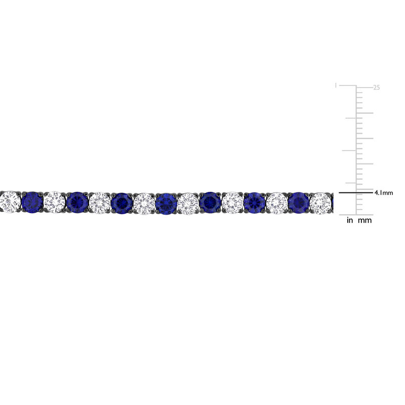 Lab-Created Blue Sapphire &amp; Lab-Created White Sapphire Bracelet in Sterling Silver &amp; Black Rhodium