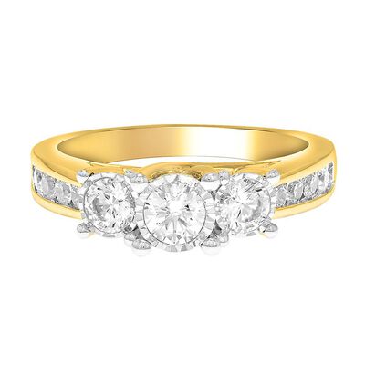 1/2 ct. tw. Diamond Three-Stone Engagement Ring in 10K Yellow Gold