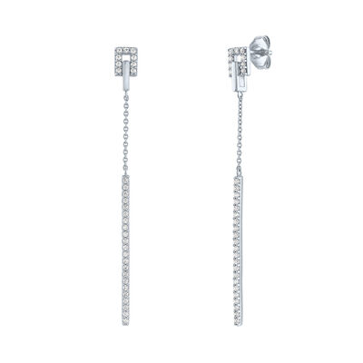 Diamond Linear Drop Earrings in Sterling Silver (1/4 ct. tw.)