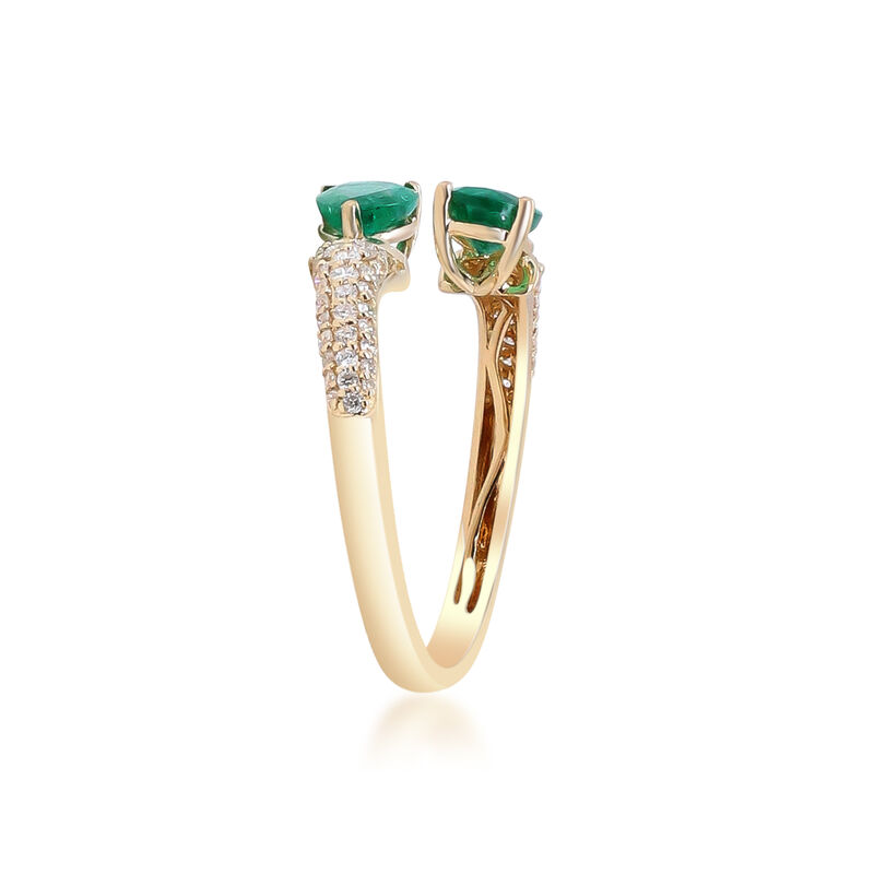 Emerald and Diamond Bypass Ring in 14K Yellow Gold &#40;1/3 ct. tw.&#41;