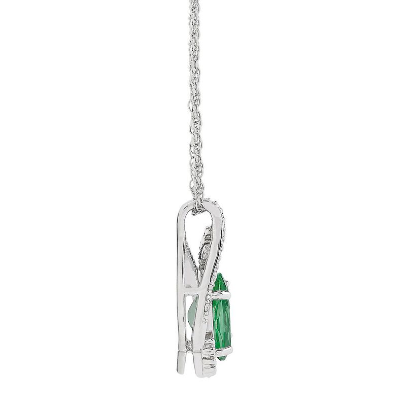 Lab Created Emerald and 1/10 ct. tw. Diamond Pendant in Sterling Silver