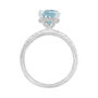 Round Aquamarine Ring with Diamond Band in 14K White Gold &#40;1/3 ct. tw.&#41;
