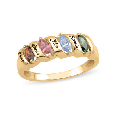 custom gemstone ring with marquise stones & personalized engraving (2-5 stones)