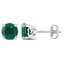 Lab Created Emerald Stud Earrings with Heart Baskets in Sterling Silver