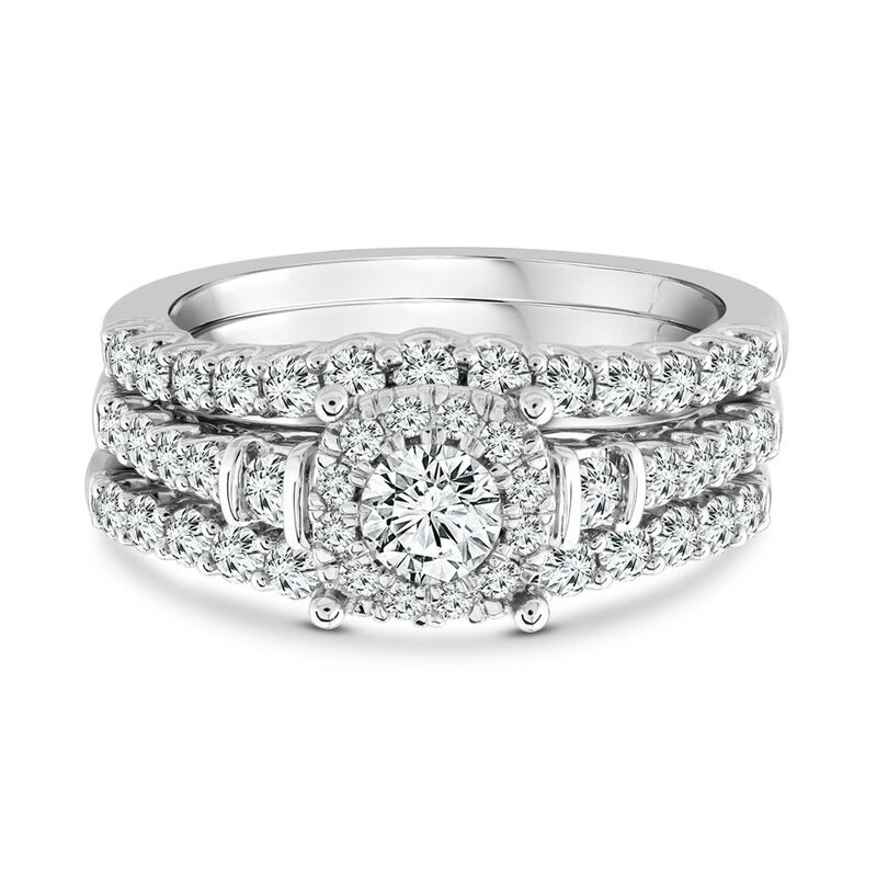Three Piece Diamond Engagement Ring Set in 14K Gold &#40;1 &frac12; ct. tw.&#41;