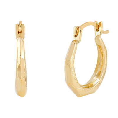 Small Textured Hoop Earrings in 14K Yellow Gold
