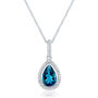 London Blue Topaz and Lab-Created White Sapphire Halo Pendant in Sterling Silver