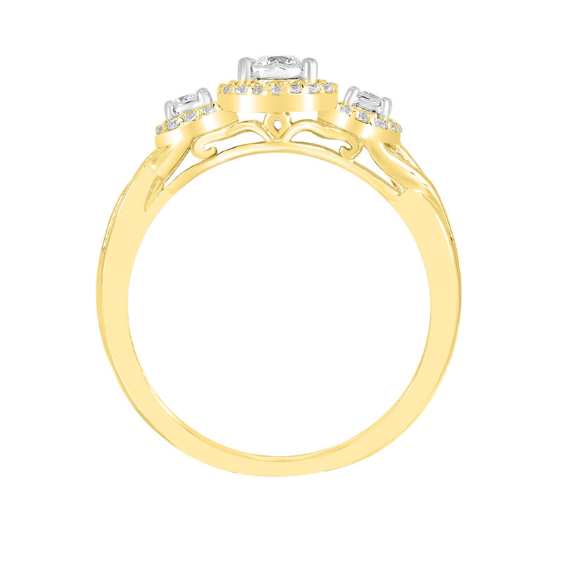 Three-Stone Halo Engagement Ring with Illusion Setting &#40;1/4 ct. tw.&#41;