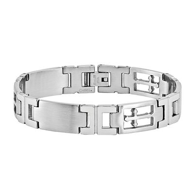 Men's Cross Bracelet in Stainless Steel